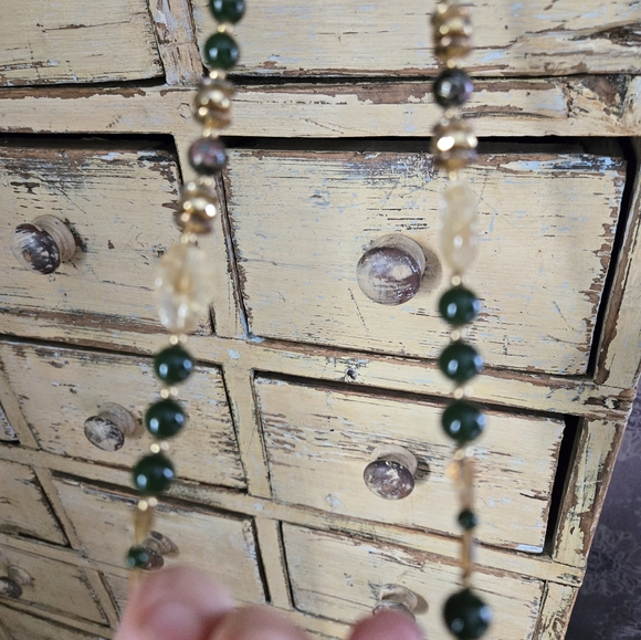 Suzette Necklace Beaded Green Enamel Vintage Beads - Picture 15 of 16